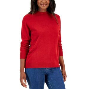 Karen Scott Womens Size XL Mock Neck Zip-Back Sweater in Luxsoft Red $40 2141